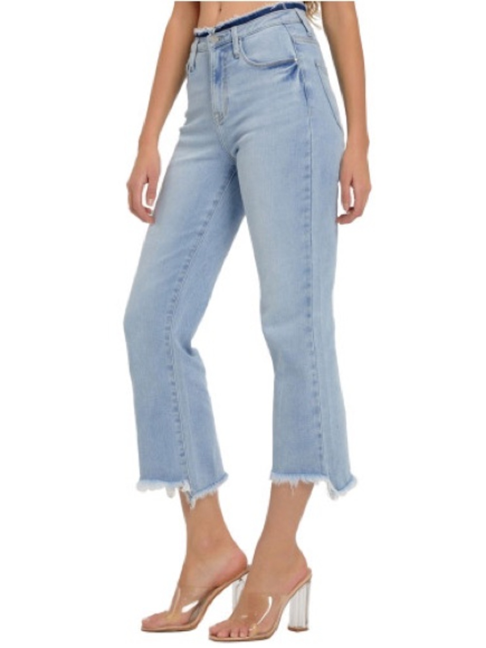 RISEN Full High Rise Raw Edge Crop Jeans Size 25 NWT MSRP $140